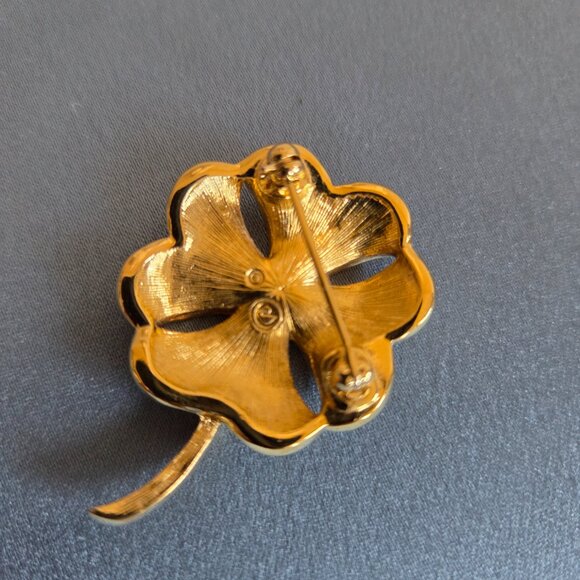 Swarovski gold tone and clear rhinestones floral brooch. Flower brooch. - Picture 7 of 8